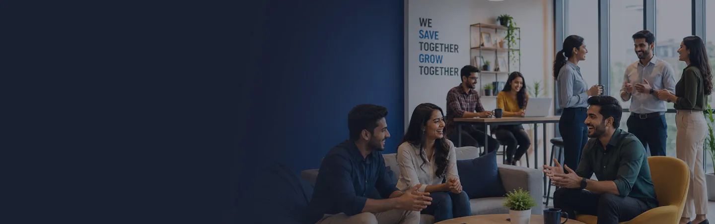 CouponzGuru teammates talking together in the Pune office