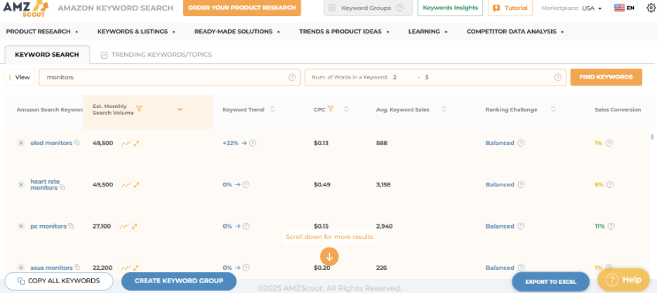 Amazon Keyword Search