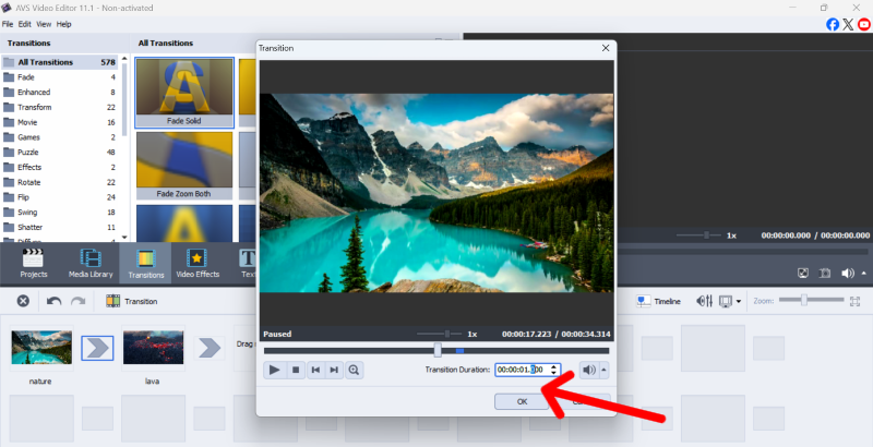 Transition using AVS Video Editor
