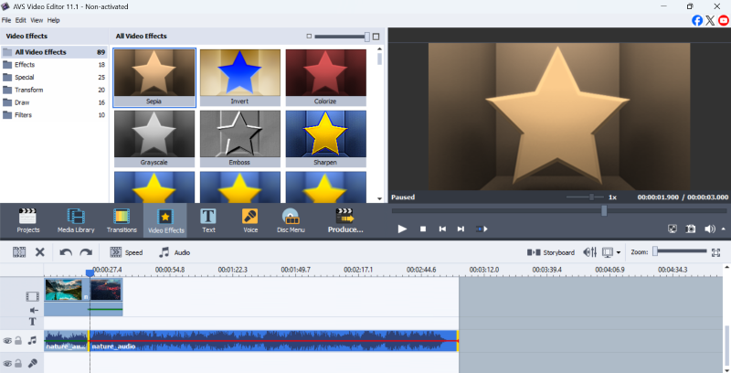 Apply video effects in AVS Video Editor