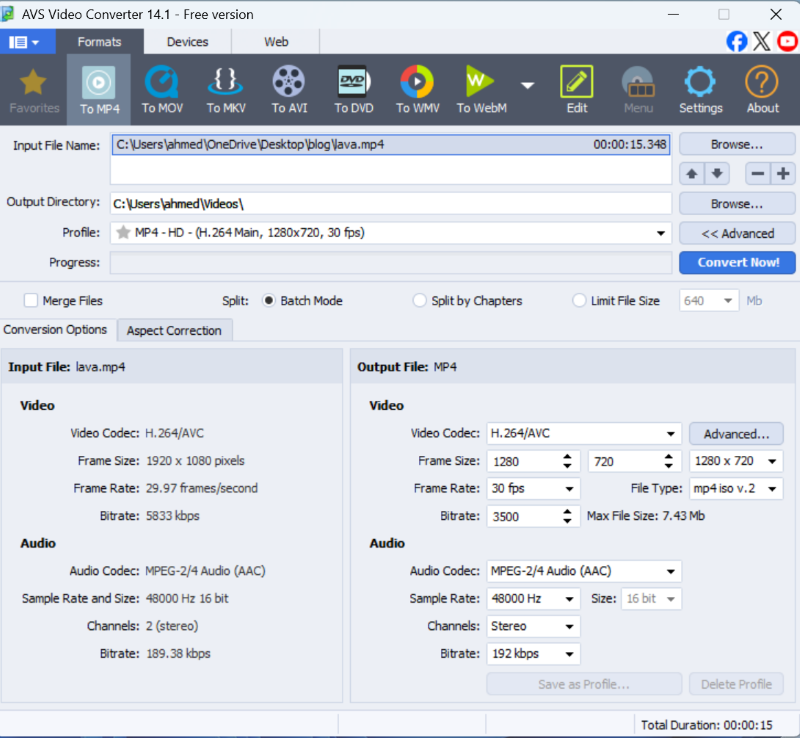 Change video formats using AVS Video Converter