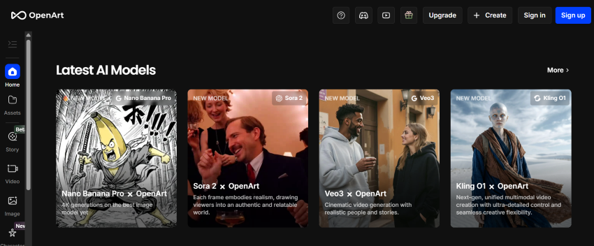 OpenArt AI dashboard