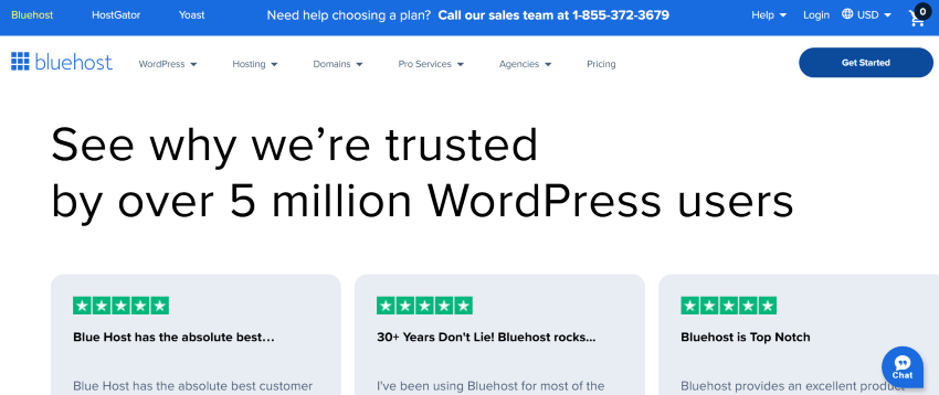 Bluehost Trustpilot reviews