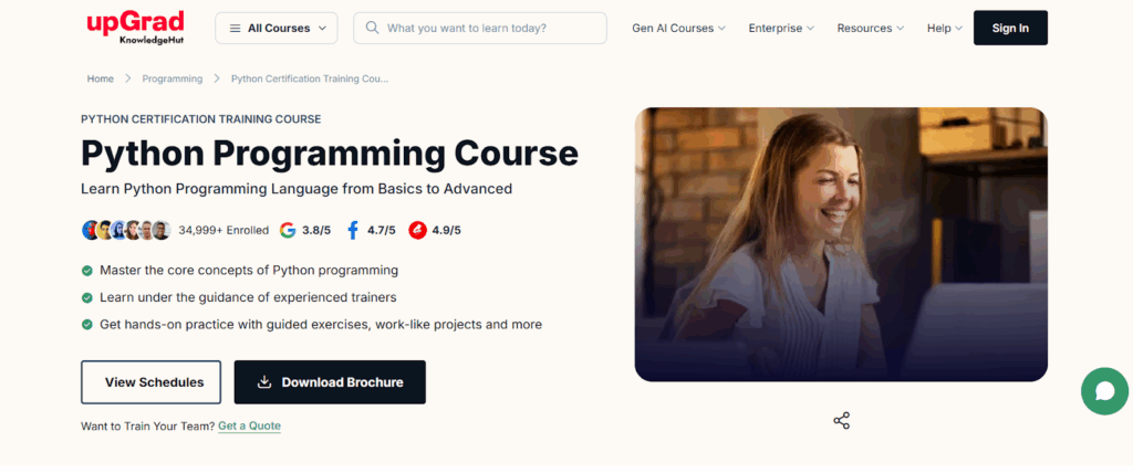 Python programming course on upGrad