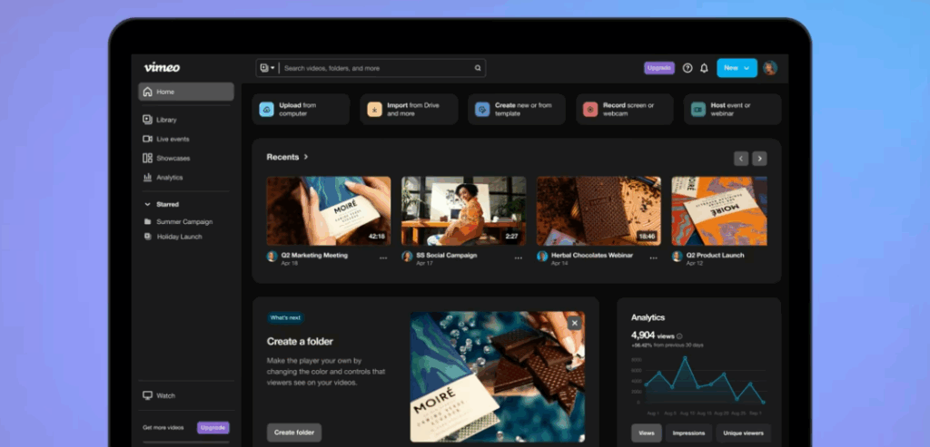Vimeo video interface