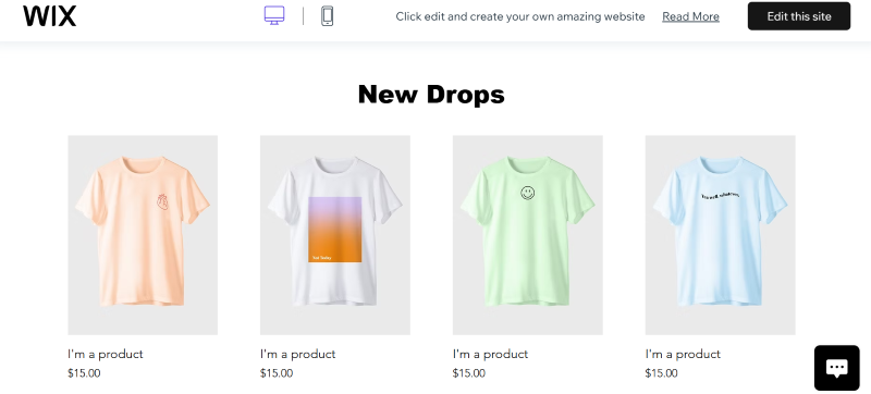 Wix clothing store template