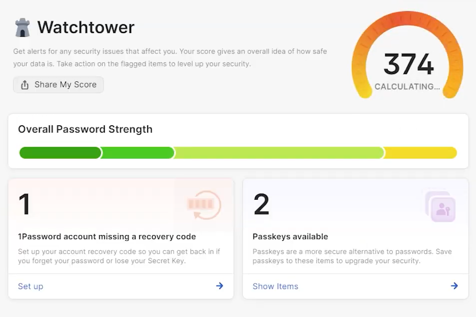 1Password ratings for your password