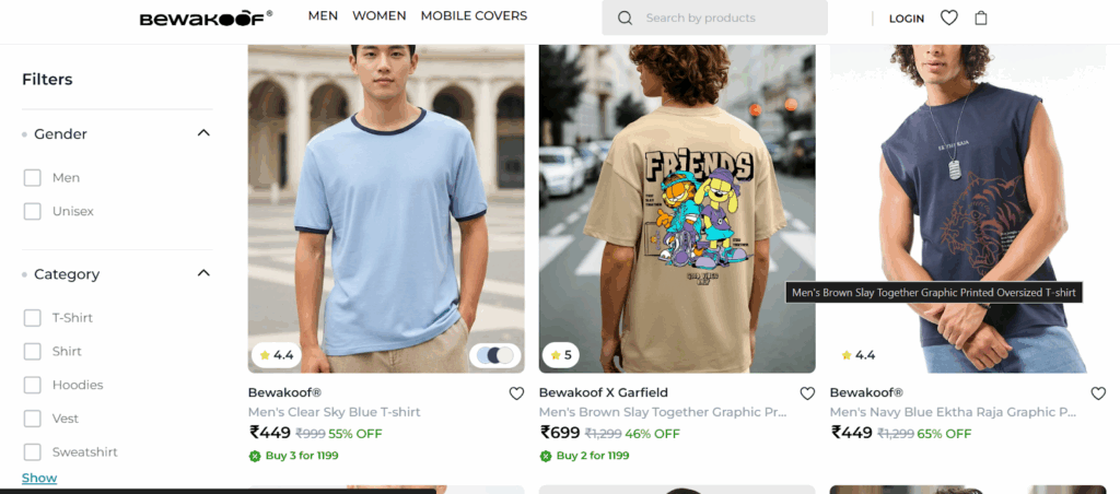 Clothing on Bewakoof