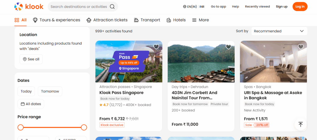 Booking Attractions on Klook