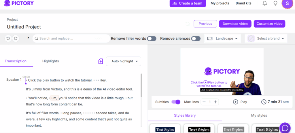 Pictory AI Video Editor