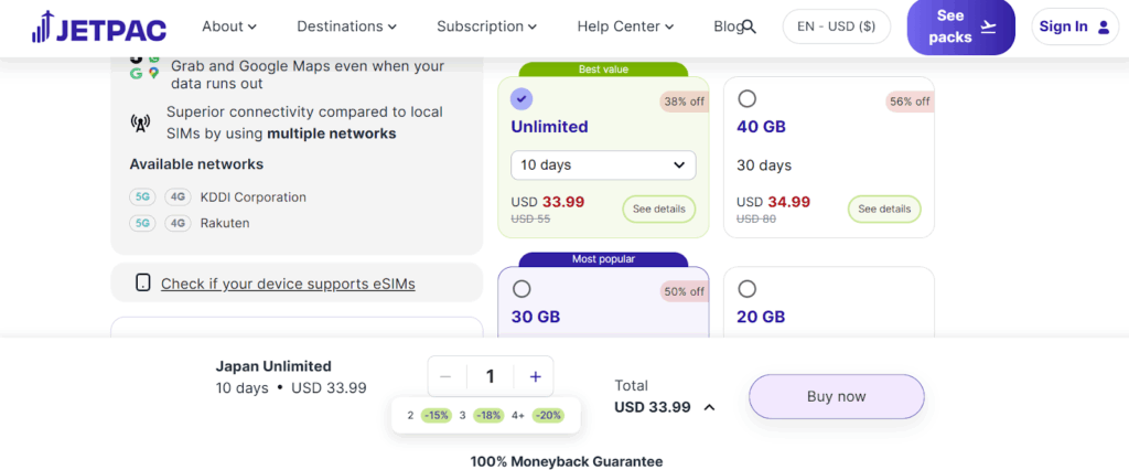 Jetpac Affordable Pricing