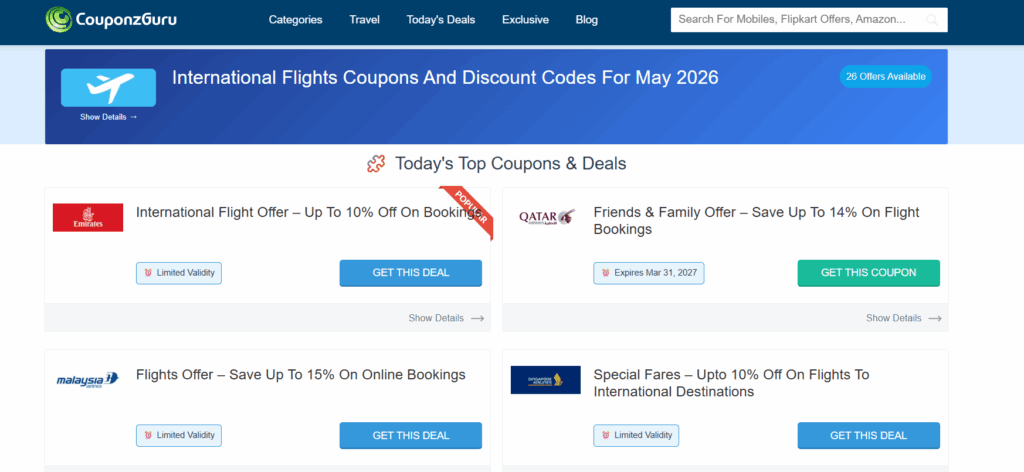 Smart Travel Bookings on CouponzGuru