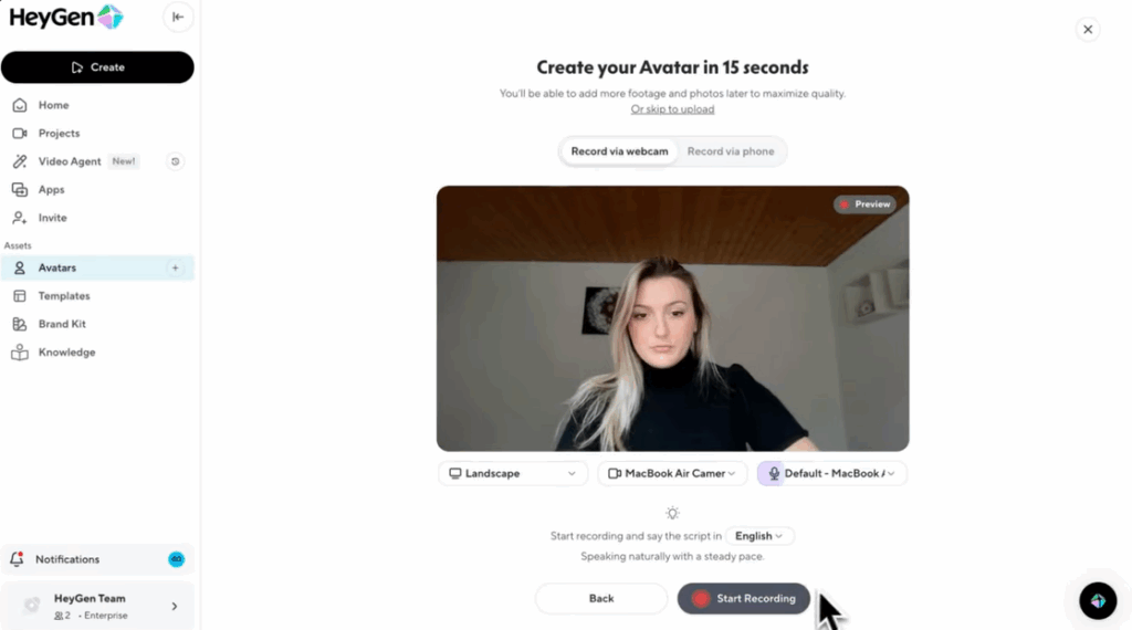 HeyGen AI Avatar Cloning