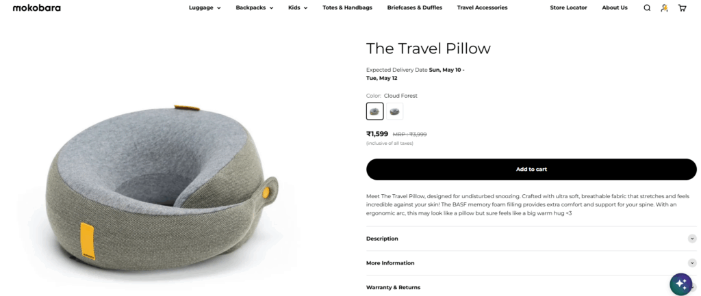 Mokobara Travel Pillow