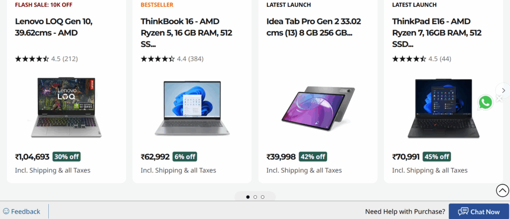 Lenovo flash sale and latest products