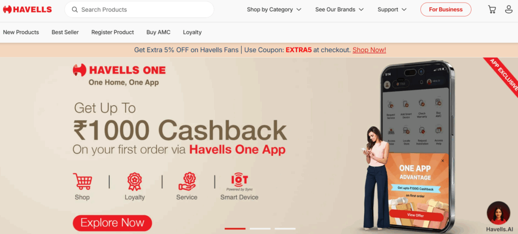 Havells One App Cashback