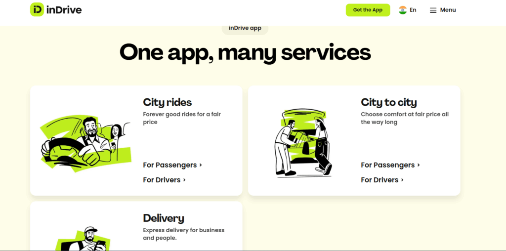 City rides booking on inDrive