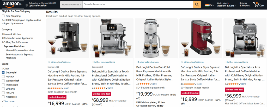 De'Longhi Coffee machines