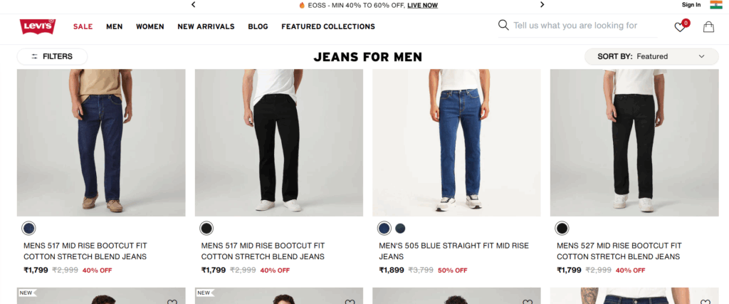Levi's denim jeans for Men