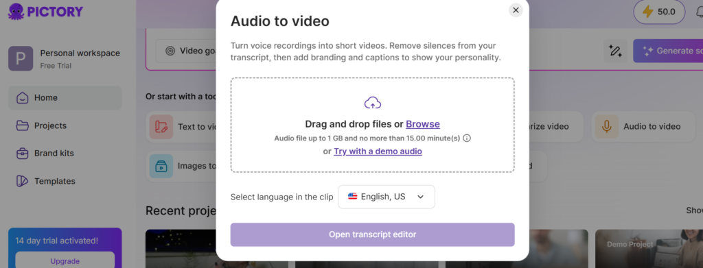 Pictory Audio to Video Tool