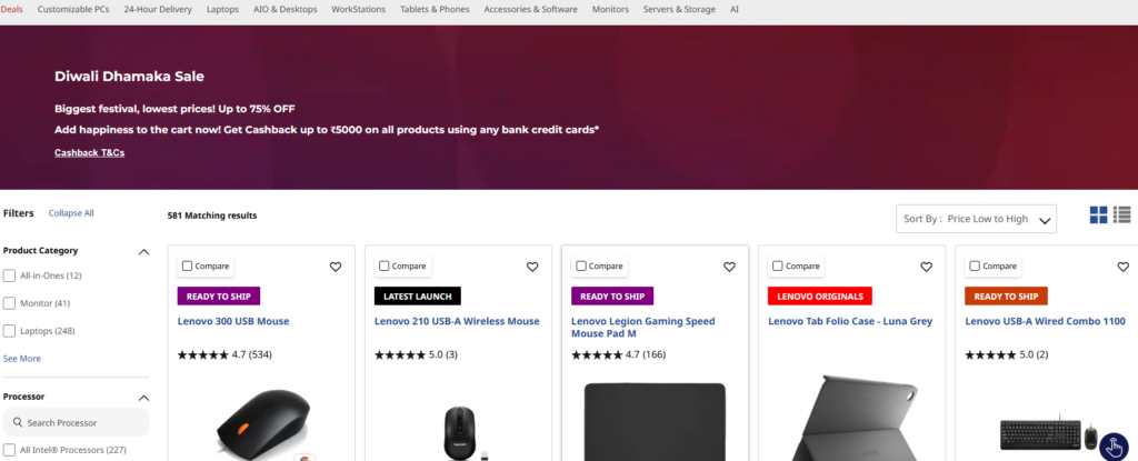 Lenovo Diwali Sale