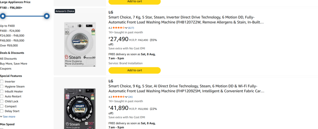 LG washing machines