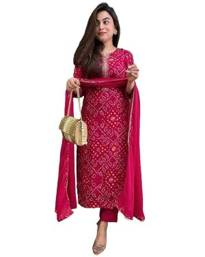 GoSriKi Bandhej Printed Kurta Set