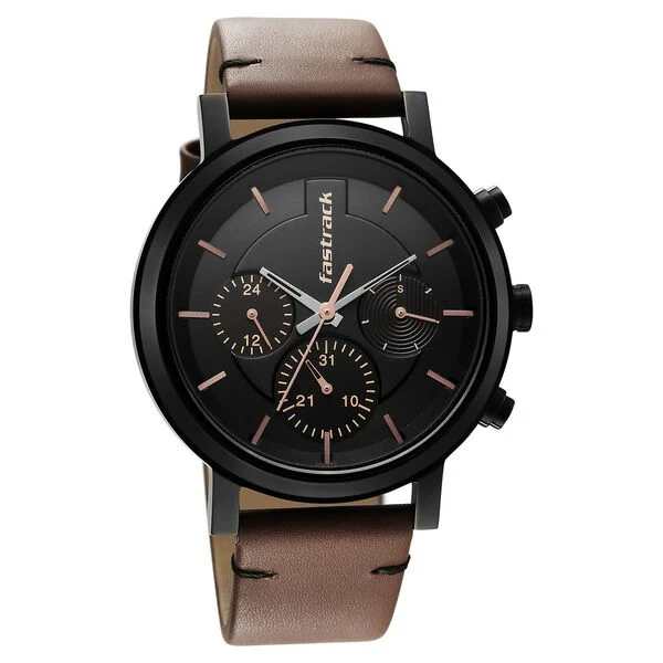 Fastrack Tick Tock Black Dial Watch
