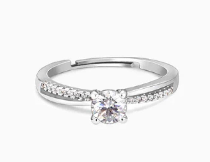 Silver Zircon Layered Ring