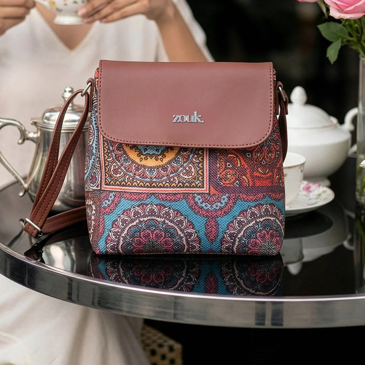 Zouk Mandala Print Flap Sling Bag