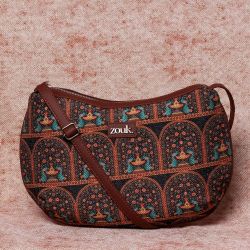 Peacock Print Structured Shoulder Bag
